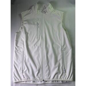 White Softshell Vest Men's US Medium M Full Zip Fleece Lined Outdoor Golf Hike